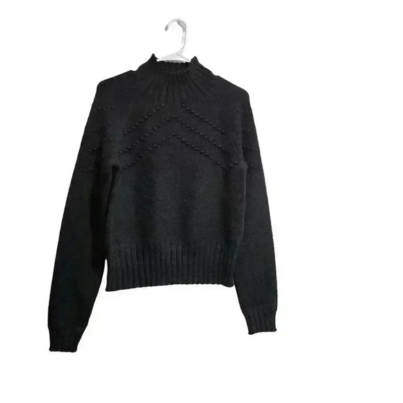 Elegant Black Mock Neck Knit Sweater - New with Tags - Picture 7 of 14